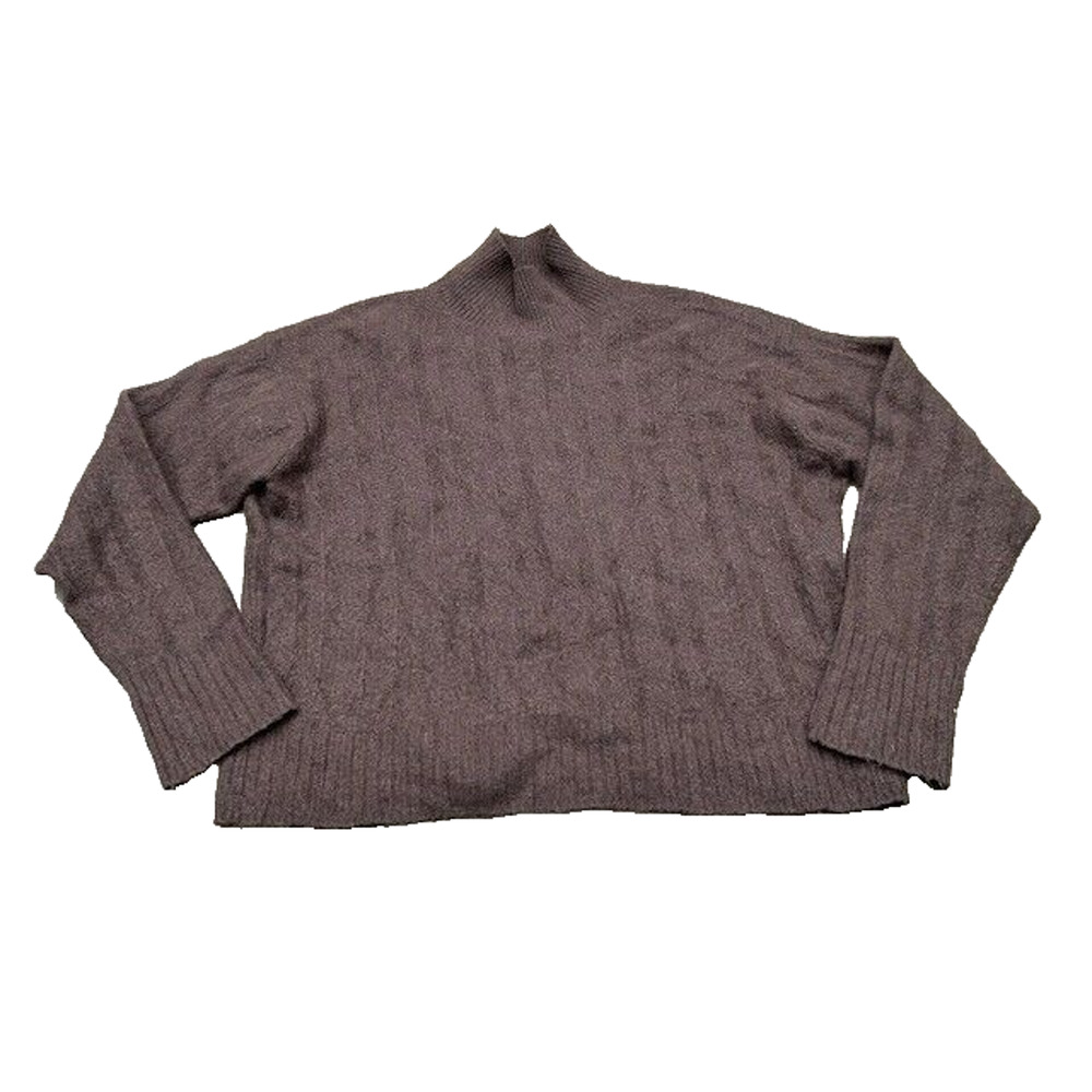 J.Crew Womens Ribbed Mockneck Sweater Alpaca Wool Supersoft Yarn‎ Brown Size M
